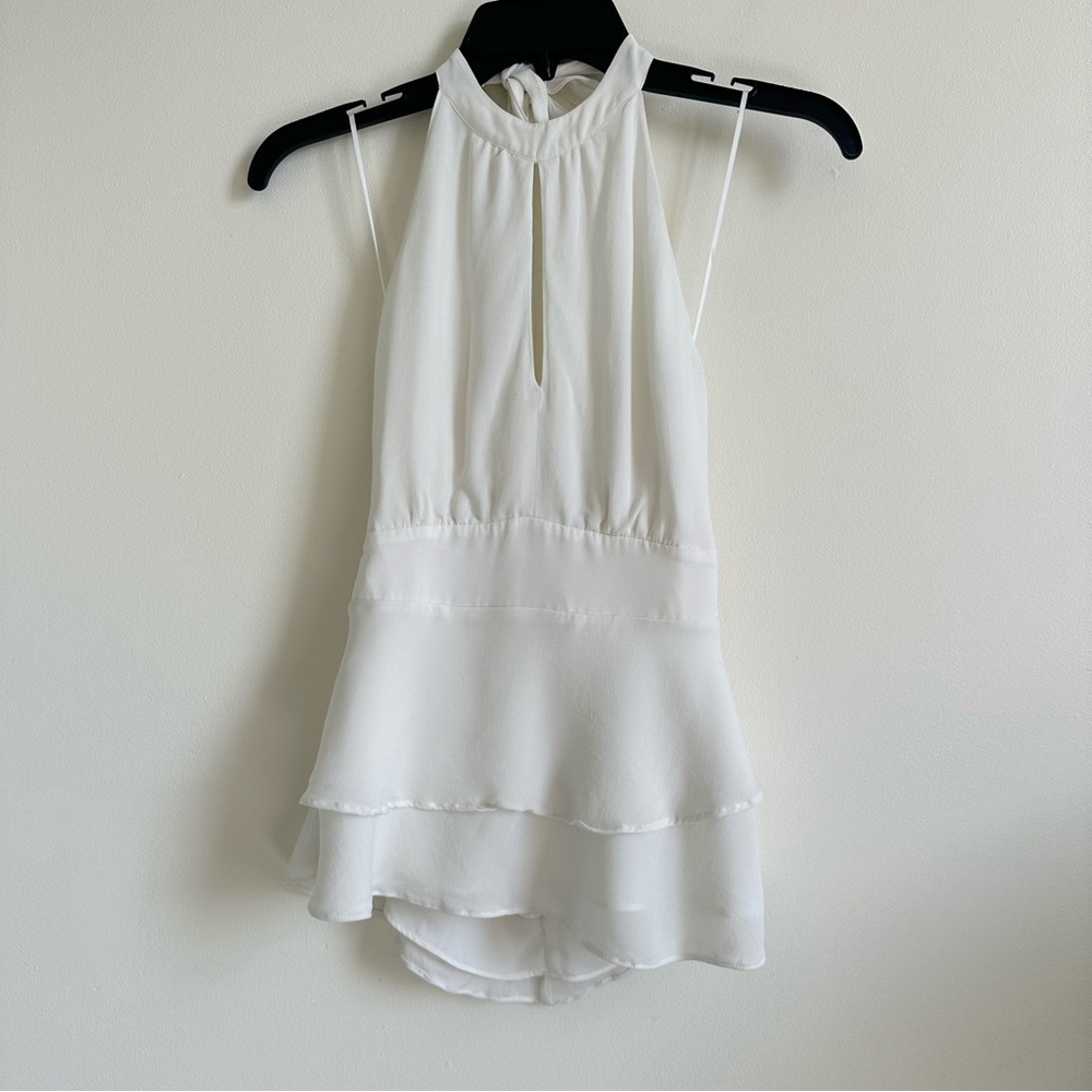 Parker White Layered Sleeveless silk Blouse